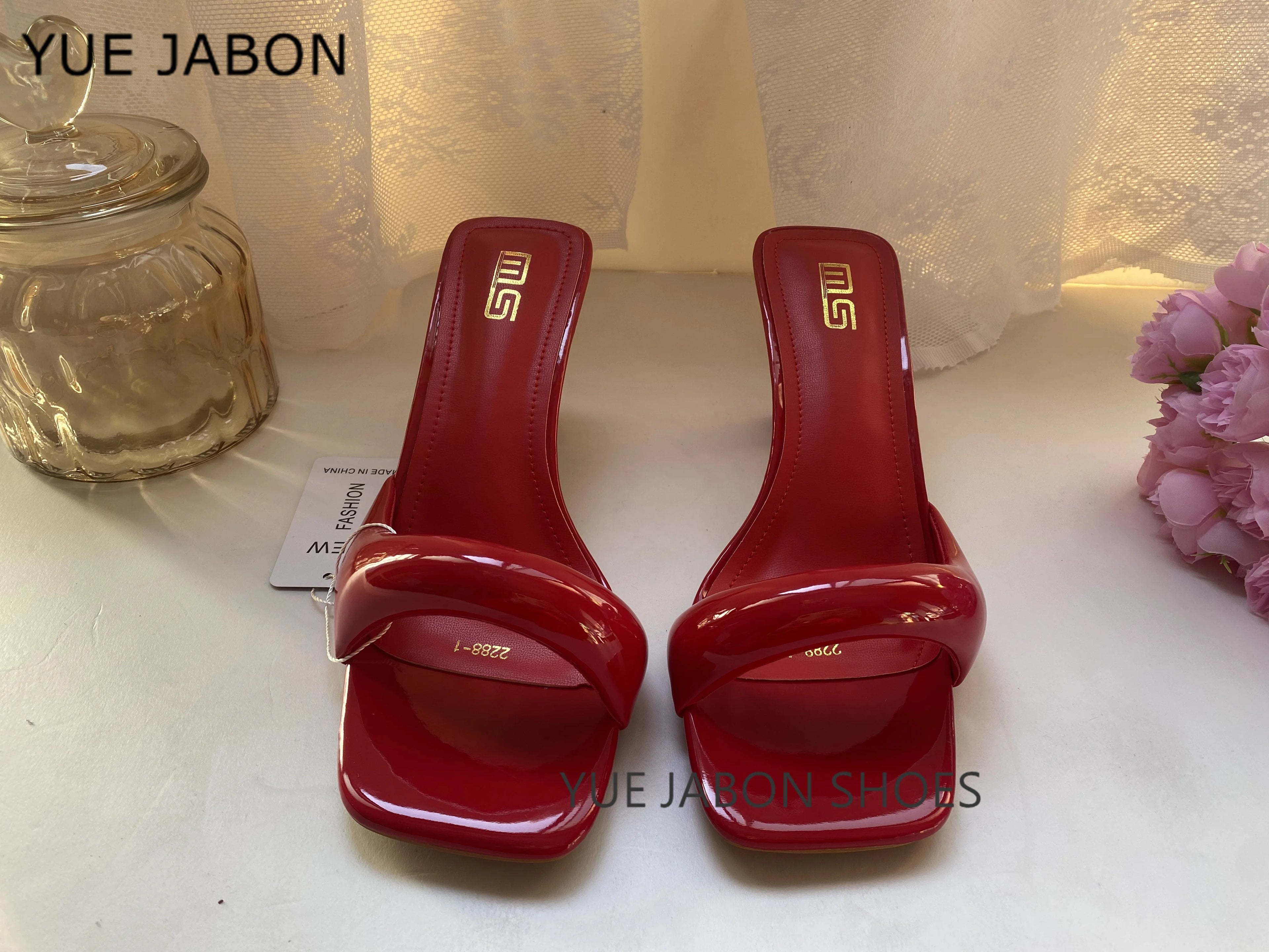 Green Silver High Heel Slippers Women Open Toe Slingback Sandals Female Pumps Square Toe Summer Simple Designer Heeled Sandals