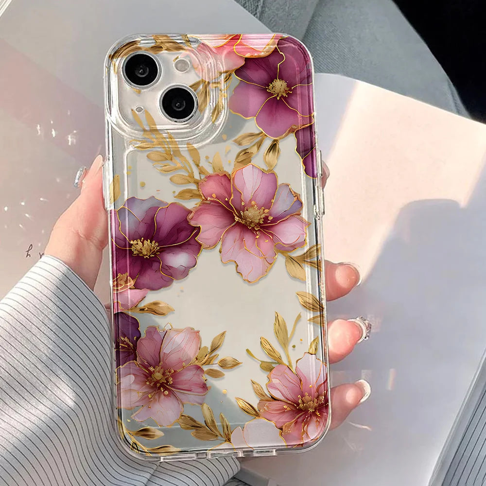 Pink Peach Flower Clear iPhone Case