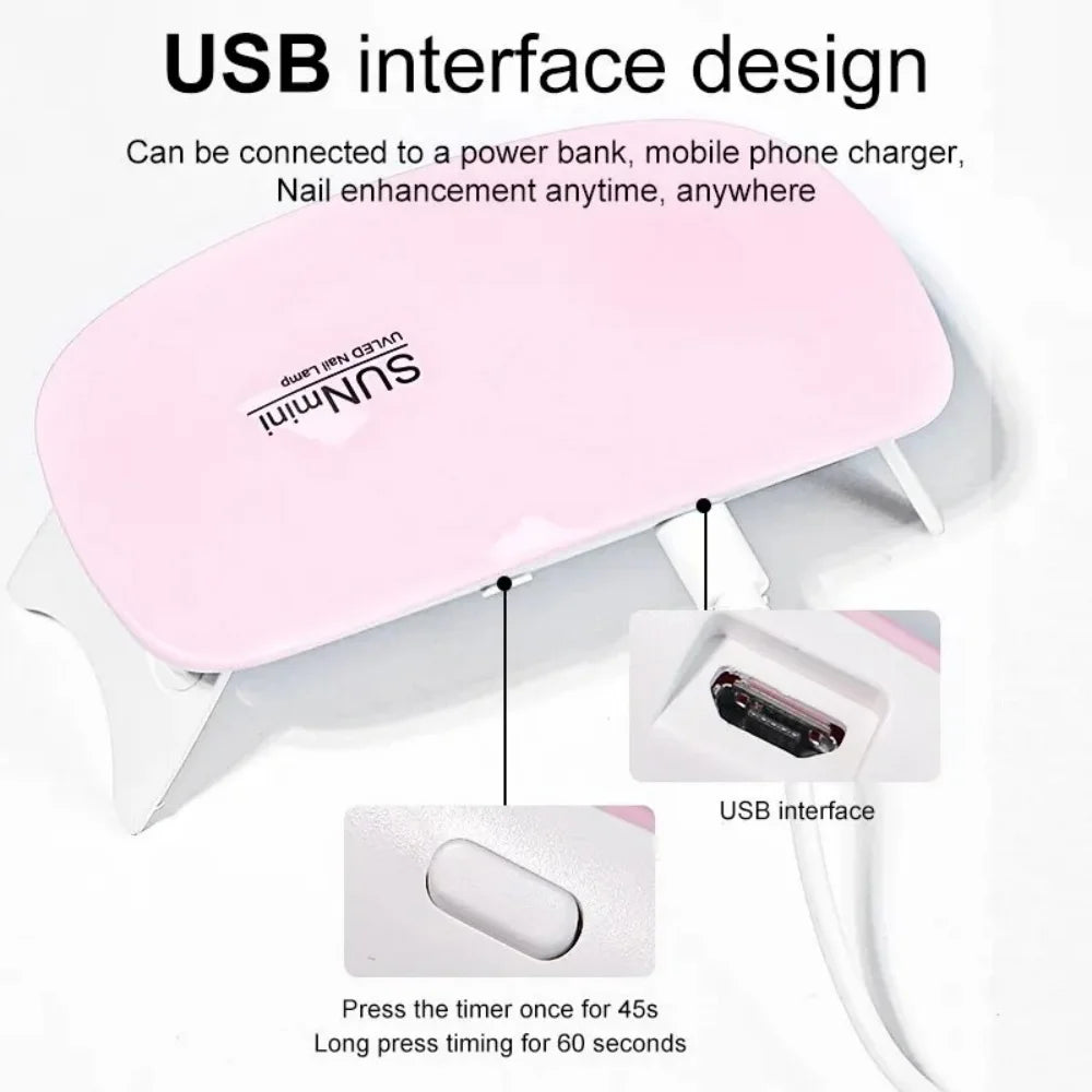 6W Foldable UV LED Nail Lamp with USB