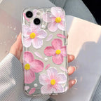Pink Peach Flower Clear iPhone Case