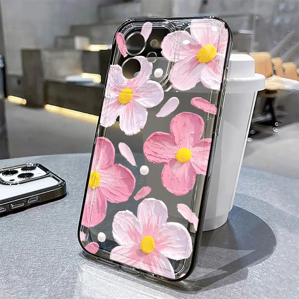 Pink Peach Flower Clear iPhone Case