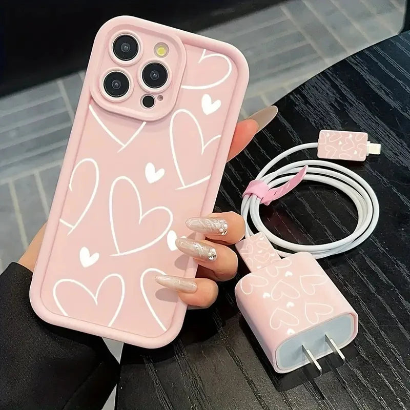 Pink Heart-Shaped Cute iPhone Case