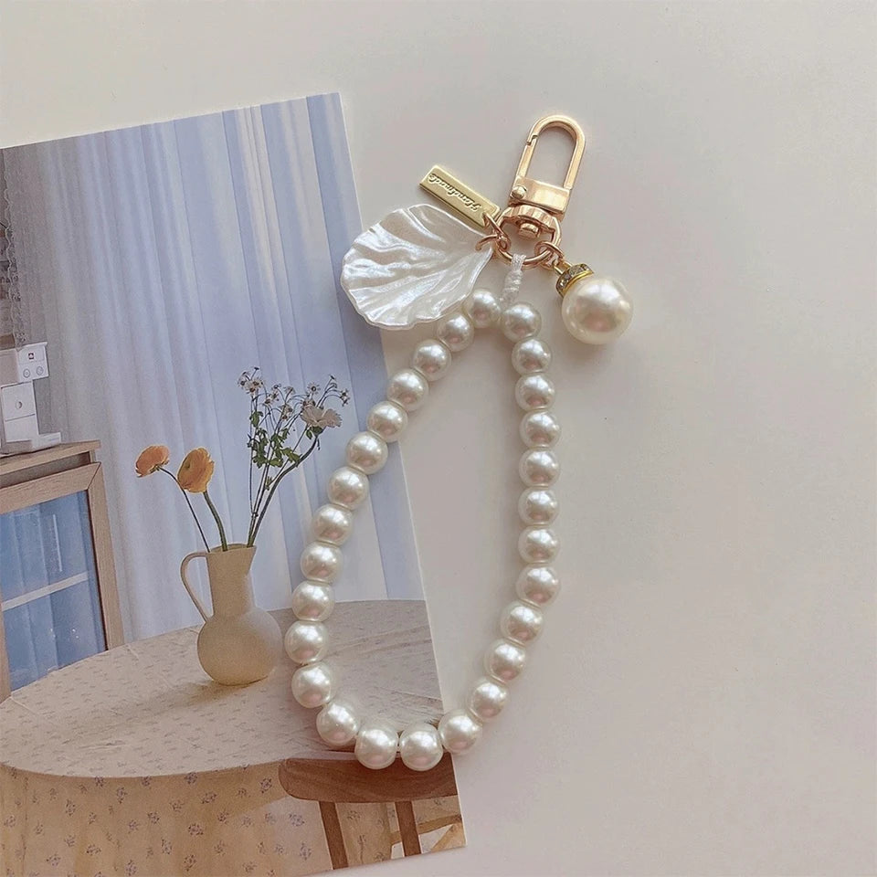 Pearl Bead Shell Keychain Charm for Women