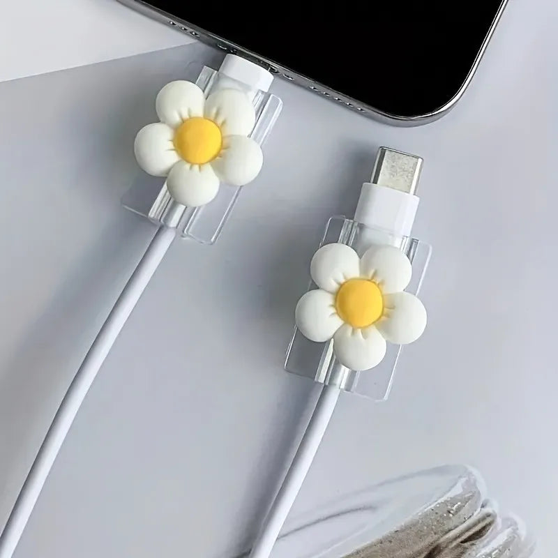 Cute Flower Cable Protector & Cord Winder – 2pcs