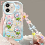 3D Cartoon Flower iPhone Case with Wrist Chain