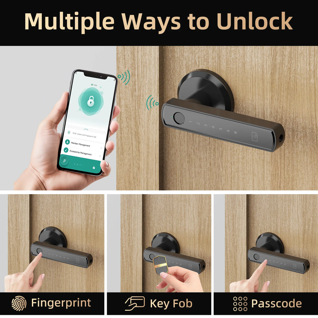 Smart Fingerprint Door Lock with App & Keypad