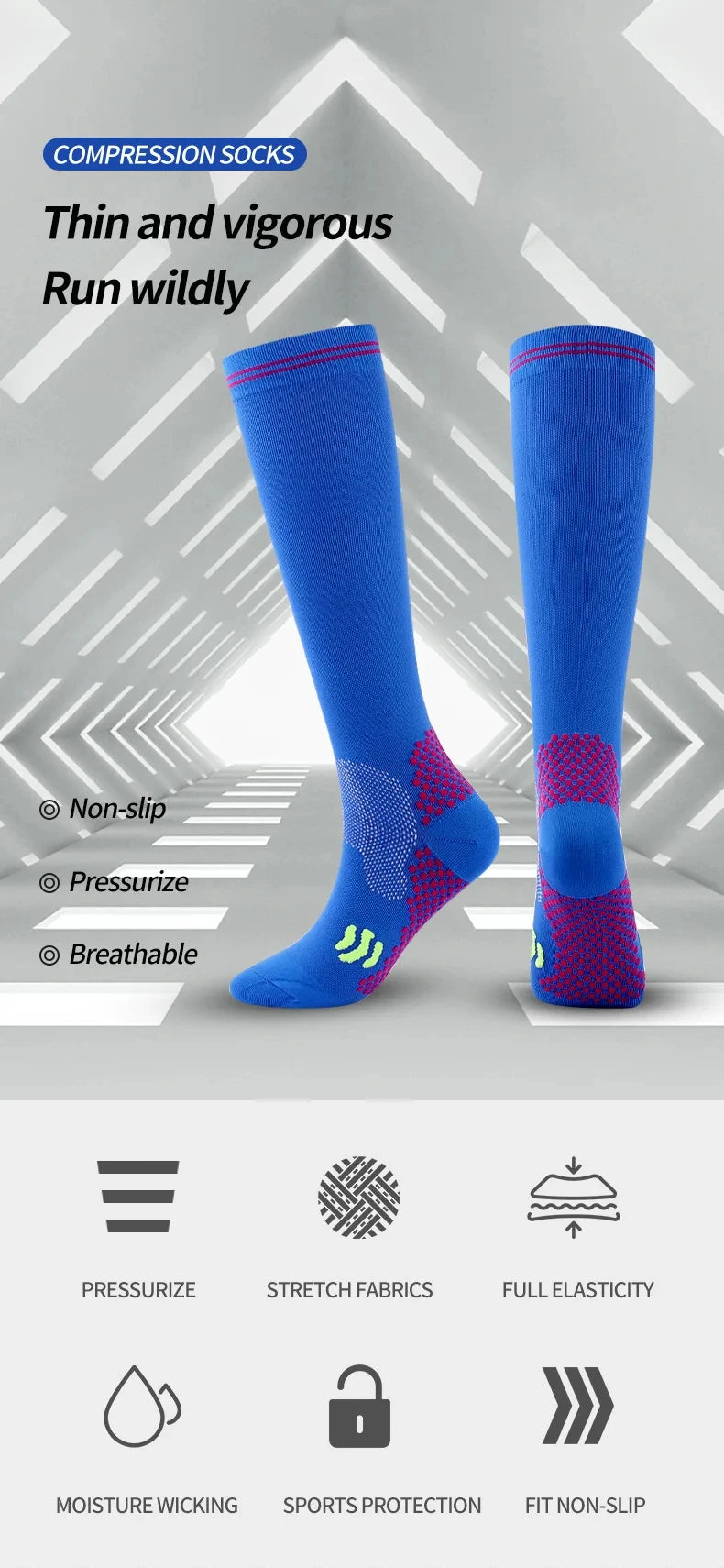 Compression Socks Running Socks Football Hiking Cycling Sports Socks Medical Blood Circulation Anti Fatigue Pregnancy Swelling