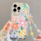 Clear Floral Print Wavy Edge iPhone Case
