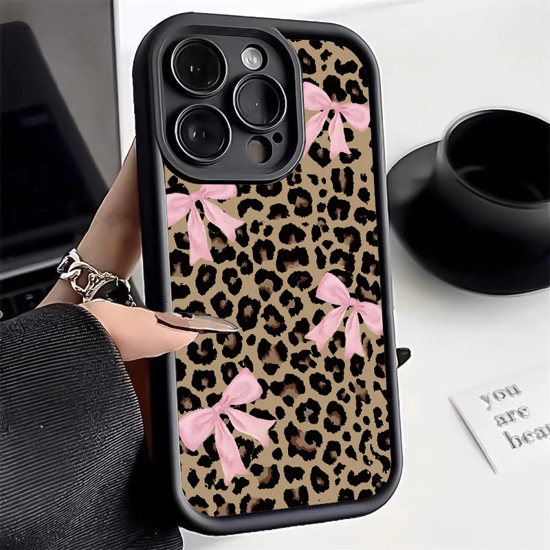 Leopard Print Bow iPhone Case – Shockproof