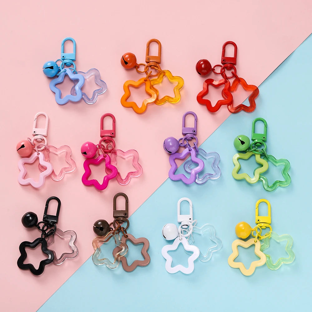 Star Charm Bell Bead Keychain Pendant