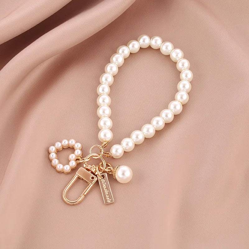 Pearl Bead Shell Keychain Charm for Women