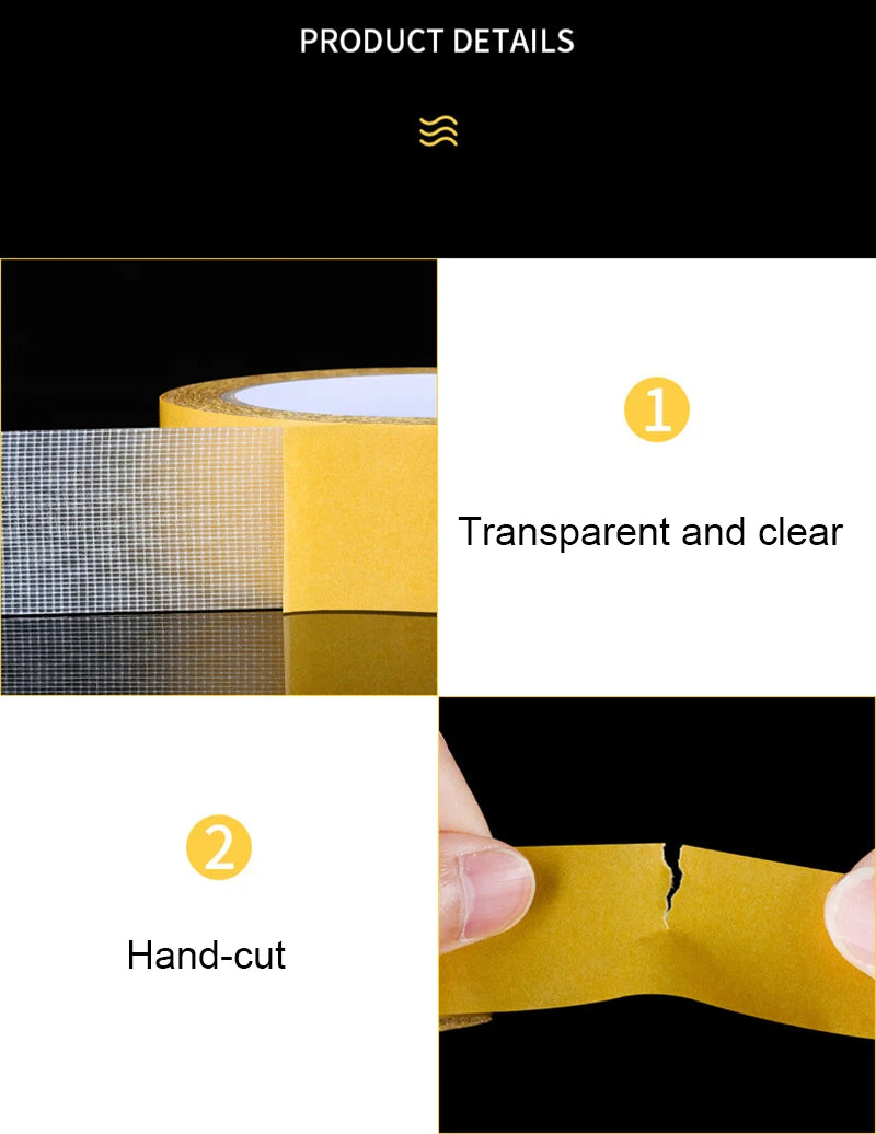Super Thin Strong Fixation Double Sided Adhesive Tape Heavy Duty Translucent Mesh Waterproof Traceless Powerful Grid Carpet Tape