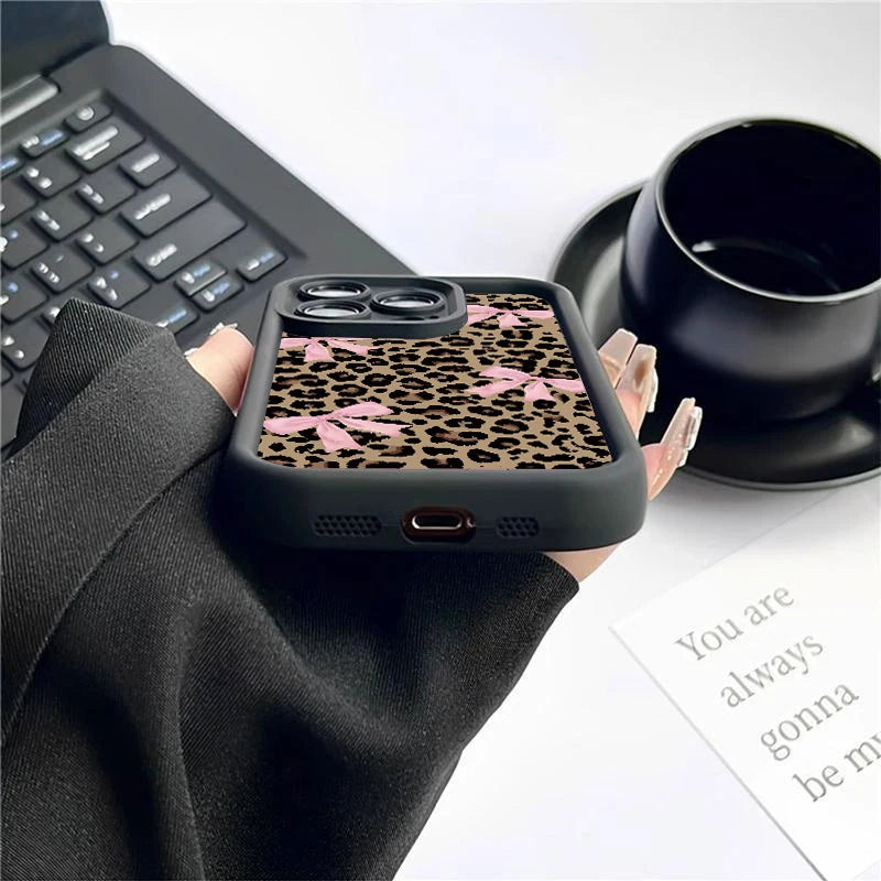 Leopard Print Bow iPhone Case – Shockproof