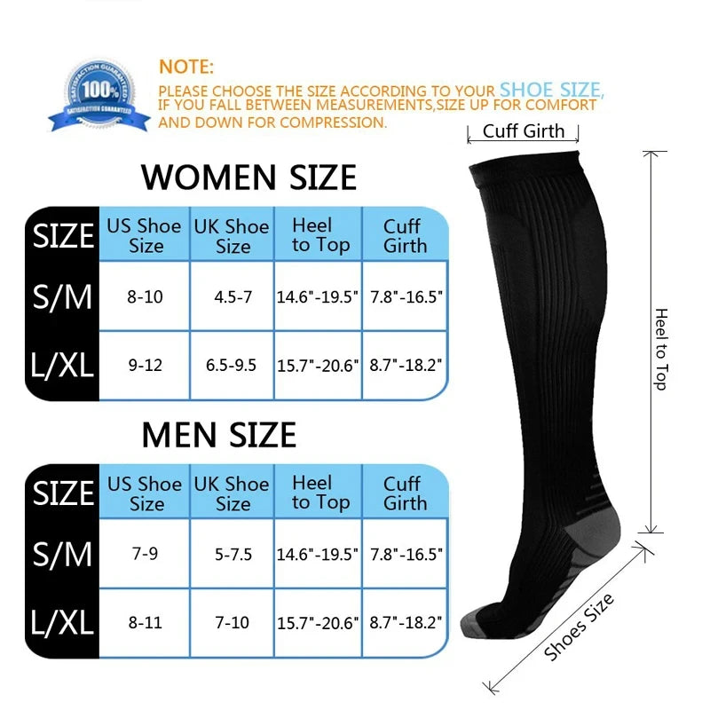Compression Socks Running Socks Football Hiking Cycling Sports Socks Medical Blood Circulation Anti Fatigue Pregnancy Swelling
