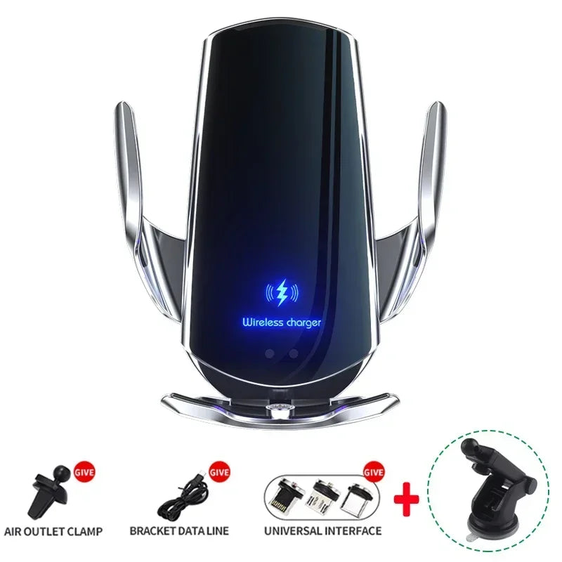 VIKEFON 15W Wireless Car Charger Mount Automatic Phone Holder for iPhone Samsung Fast Charging Magnetic Infrared Induction