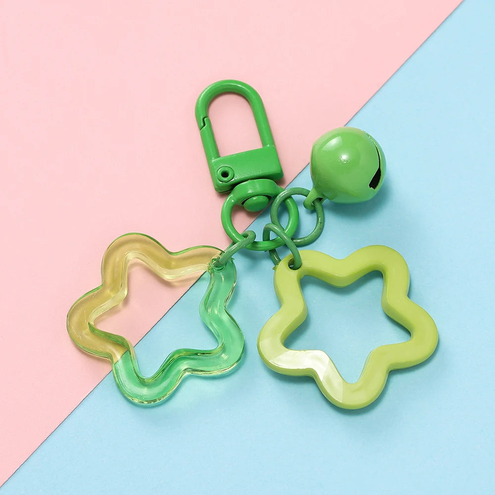 Star Charm Bell Bead Keychain Pendant