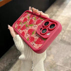 Flower Strawberry Wrist Strap iPhone Case