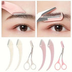 Eyebrow Trimmer Set with Razor & Scissors