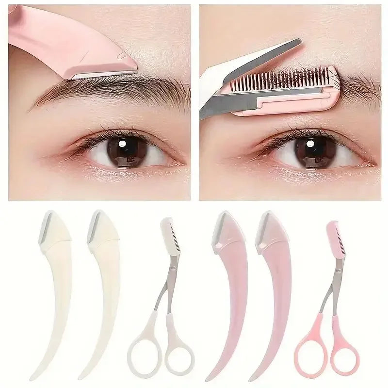 Eyebrow Trimmer Set with Razor & Scissors