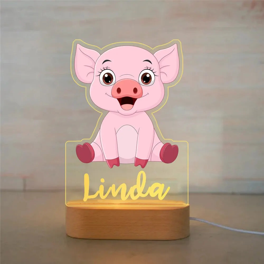 Custom Name Animal Night Light for Kids