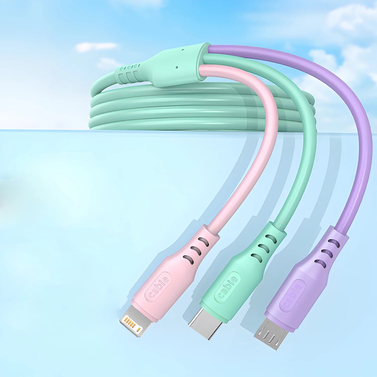 3 in1 Charging Cable Multi Usb Port Multiple Usb Charging Cord