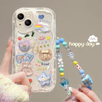 Korean 3D Bear Lanyard Clear iPhone Case