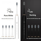 Electric Ultrasonic Toothbrush Six Speed Mode Home Soft Hair USB Charging Waterproof Adult Tooth Cleaner Automatic Couple Set-