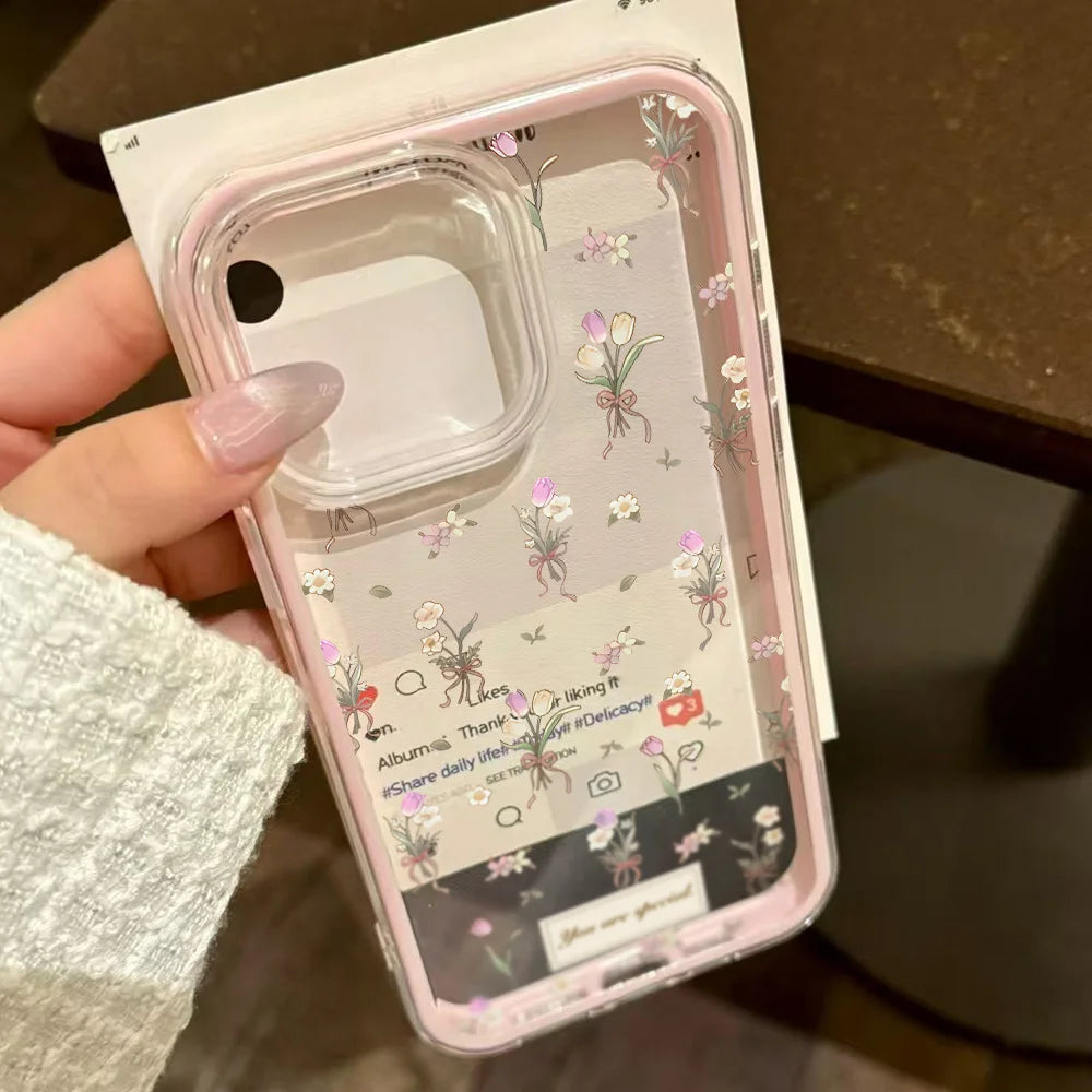 2-in-1 Candy Color Flower iPhone Case – Soft TPU Cover