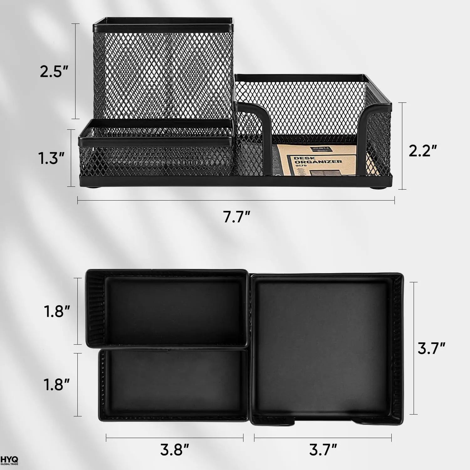 3-Compartment Mesh Desk Organizer with Pen Holder