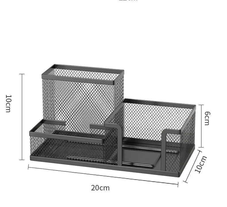3-Compartment Mesh Desk Organizer with Pen Holder