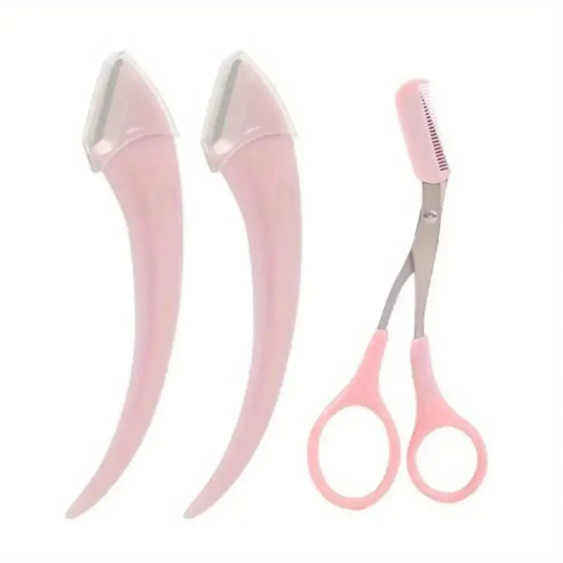 Eyebrow Trimmer Set with Razor & Scissors