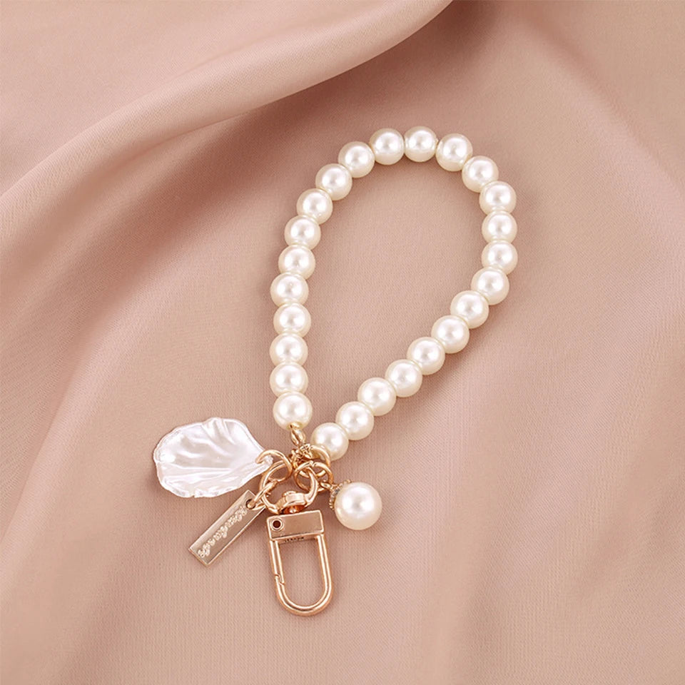 Pearl Bead Shell Keychain Charm for Women