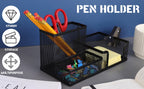 3-Compartment Mesh Desk Organizer with Pen Holder
