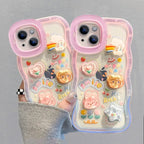 Bead Bracelet Chain Phone Holder Case For iPhone 15 16 17 14 13 12 11 Pro Max Plus XS XR 3D Rainbow Bracket Holder Stand Cover