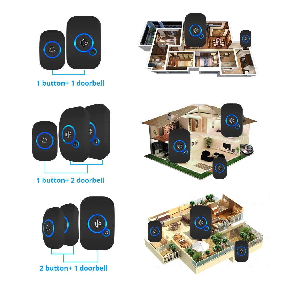 Wireless Doorbell Kit – Waterproof with Plug-In Receiver